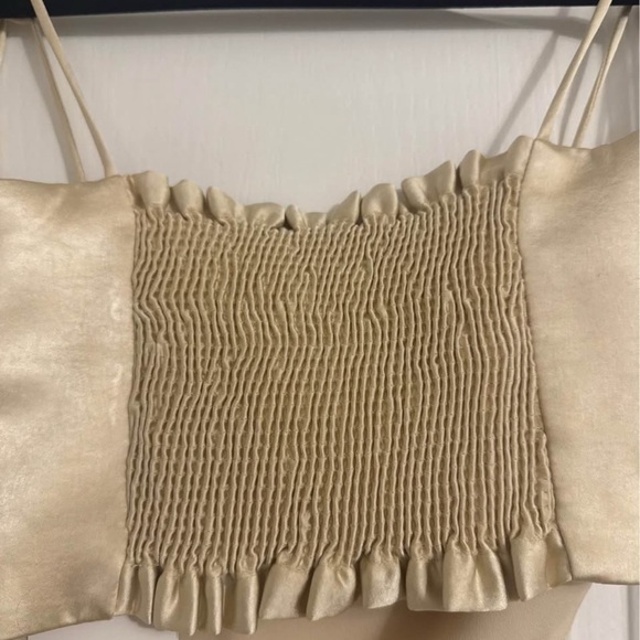 Zara Cream Satin Tie-Strap Cropped Top - Picture 6 of 6